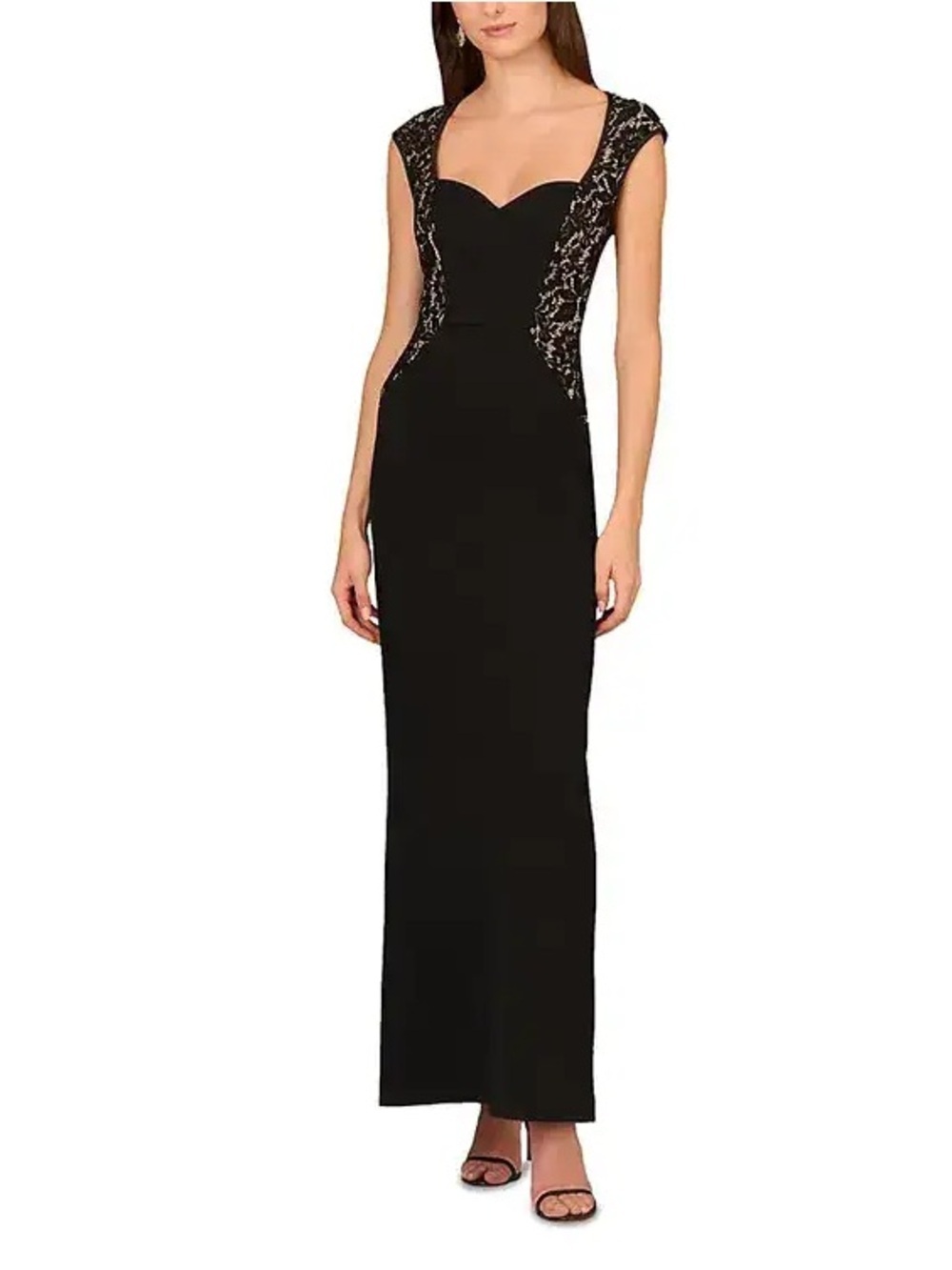 AIDAN MATTOX 
Lace Trim Column Gown